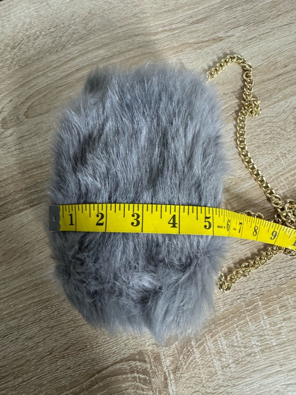 Zara Two-Tone Gray/Cream Faux Fur Crossbody Bag Clatch - Picture 10 of 12